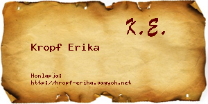 Kropf Erika névjegykártya